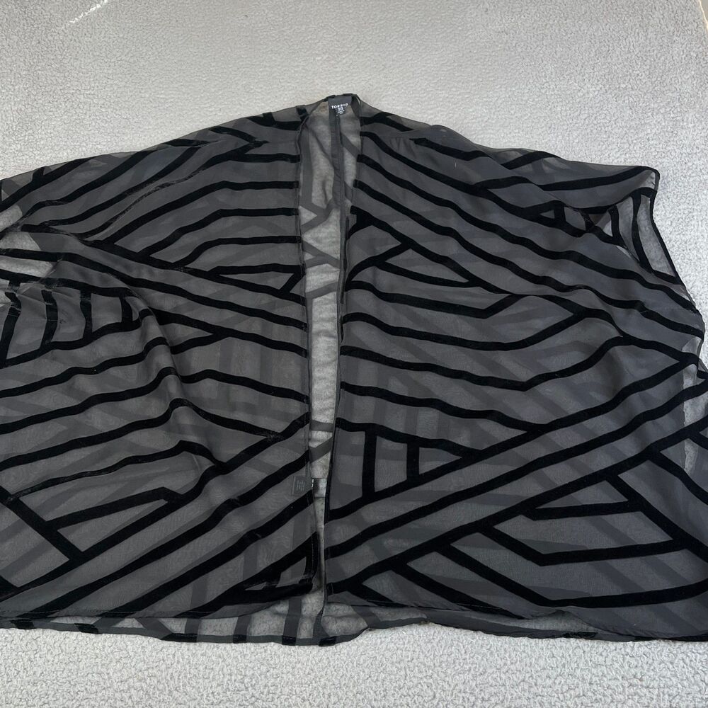 TORRID Cardigan Sweater Women 2/3 Black Open Front Sheer Mesh Velvet Flock Flowy